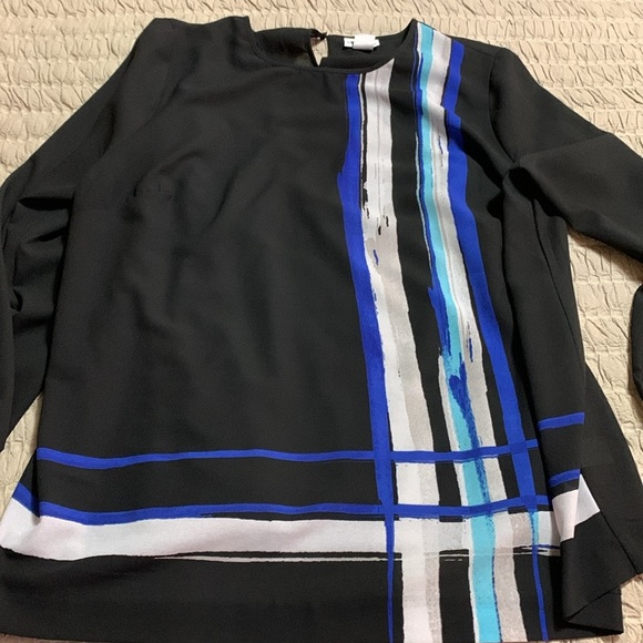 Liz Claiborne Women’s Abstract Black/Blue Size XL Blouse Office Artsy - Picture 4 of 12